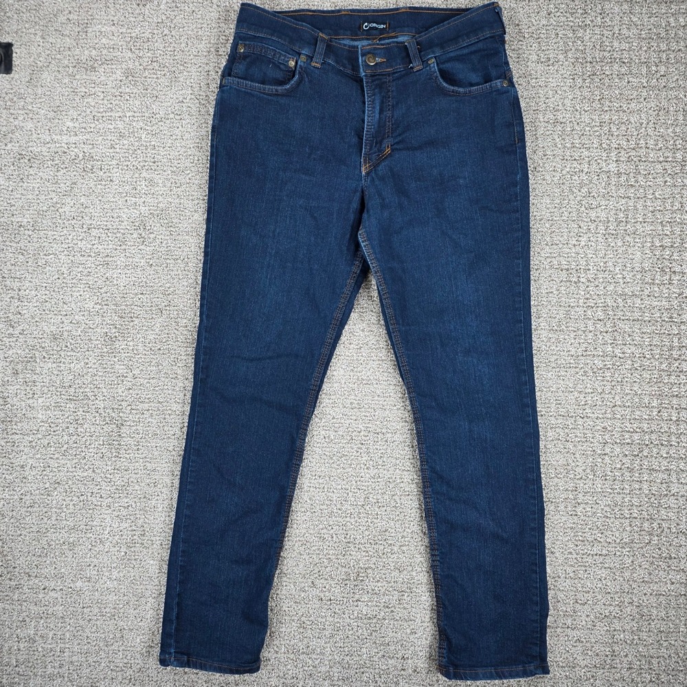Origin USA Delta 68 D68 Tapered Jeans Mens 32x30 Dark Wash Blue Stretch Denim